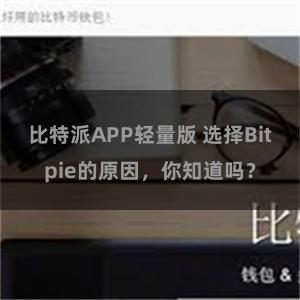 比特派APP轻量版 选择Bitpie的原因，你知道吗？